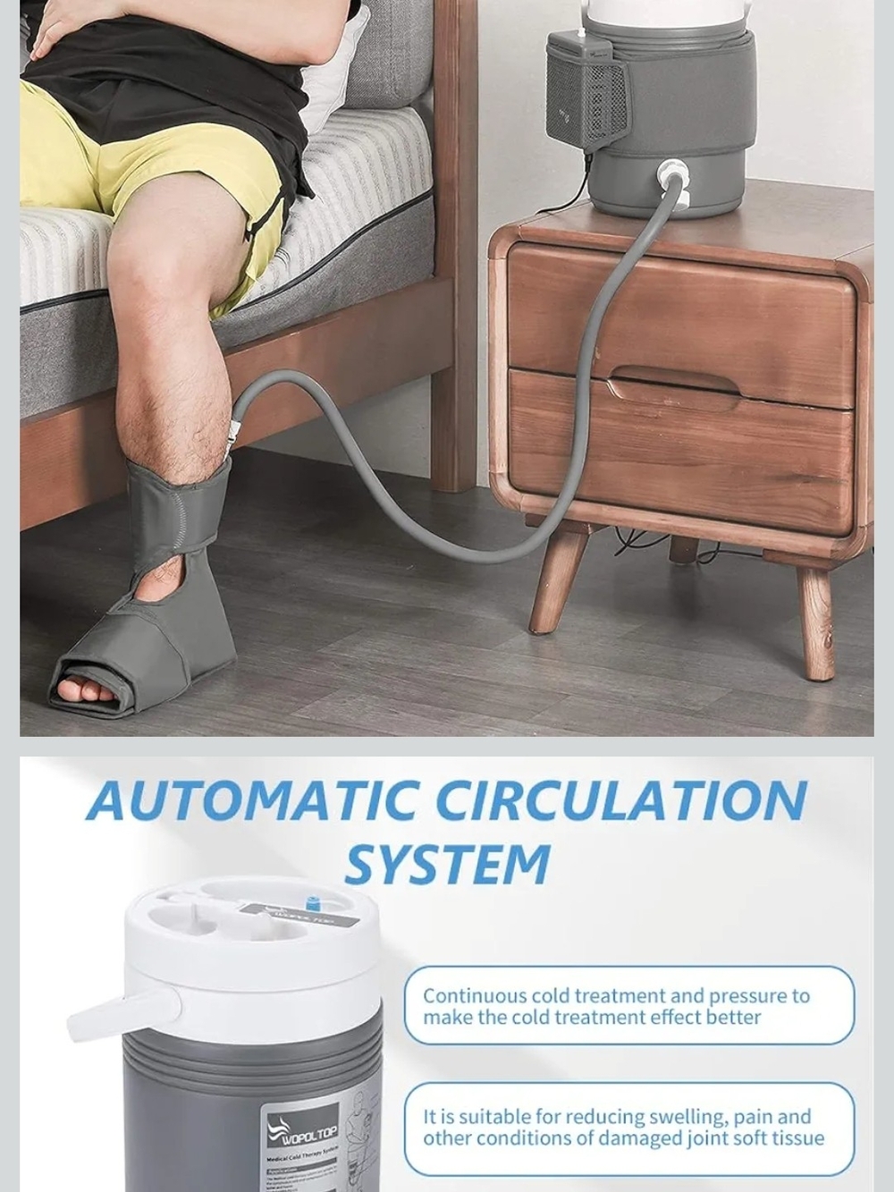 Cold Therapy Leg Circulation System - Gray